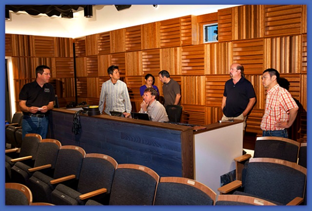 Acoutical designers and engineers at Ciminelli Recital Hall  at Buffalo State University